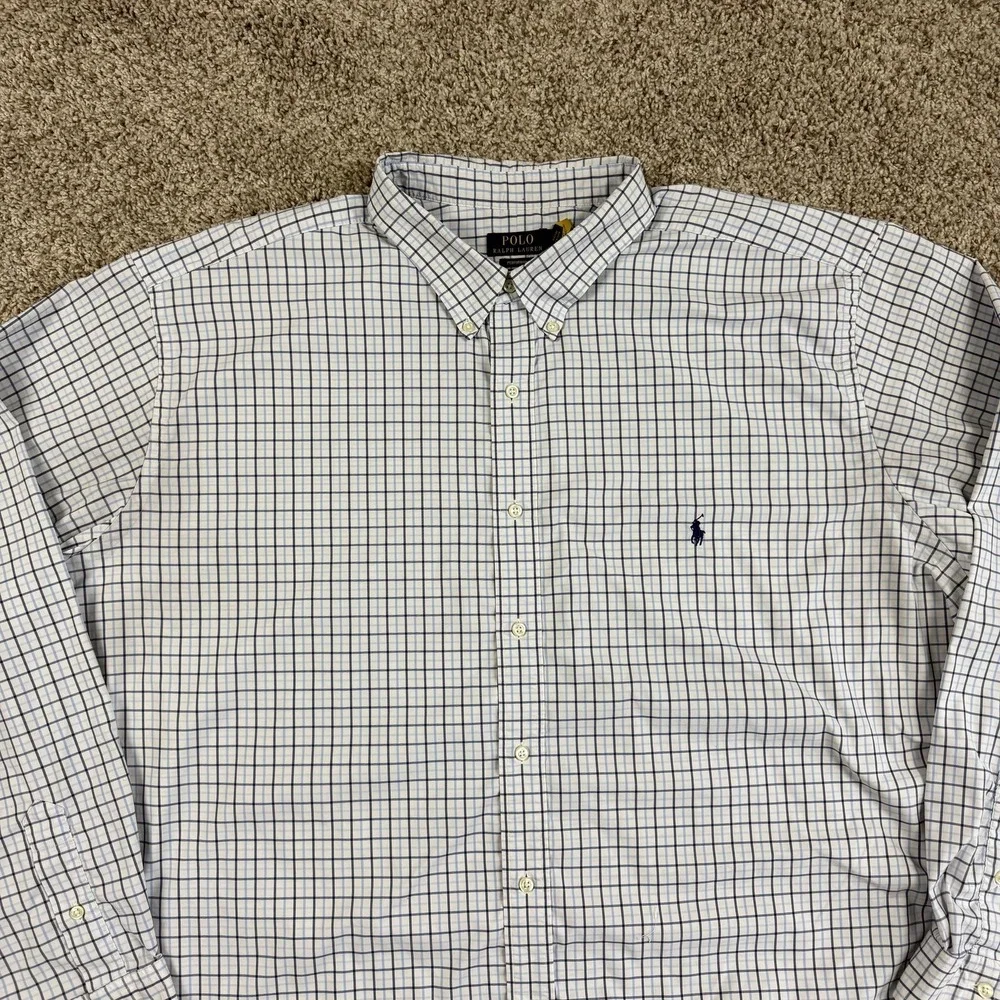 Polo Ralph Lauren Shirt Mens Big 4XLT White Check Performance Button Down *FLAW